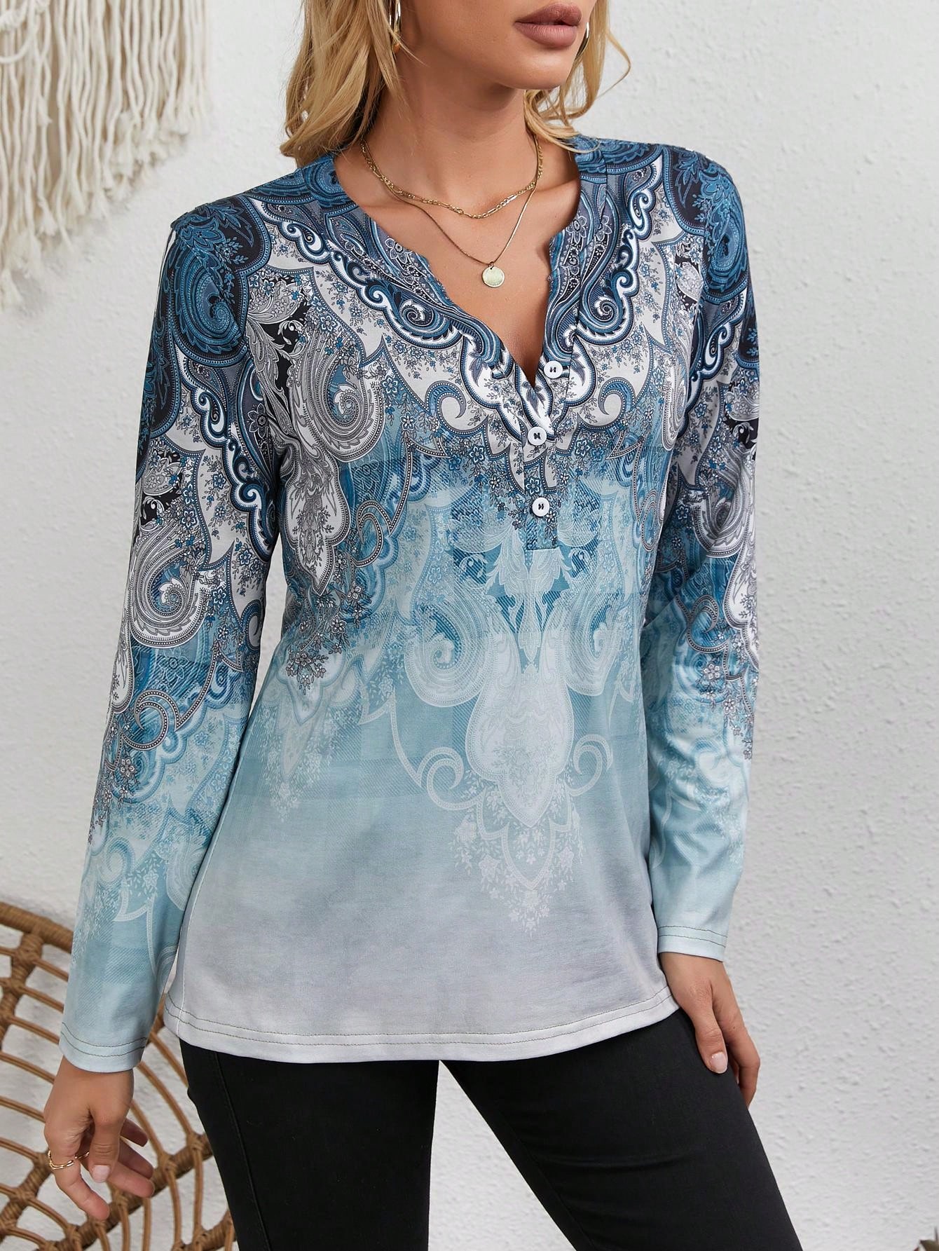 Ethnic Style - Haut ethnique pour femmes : imprimé