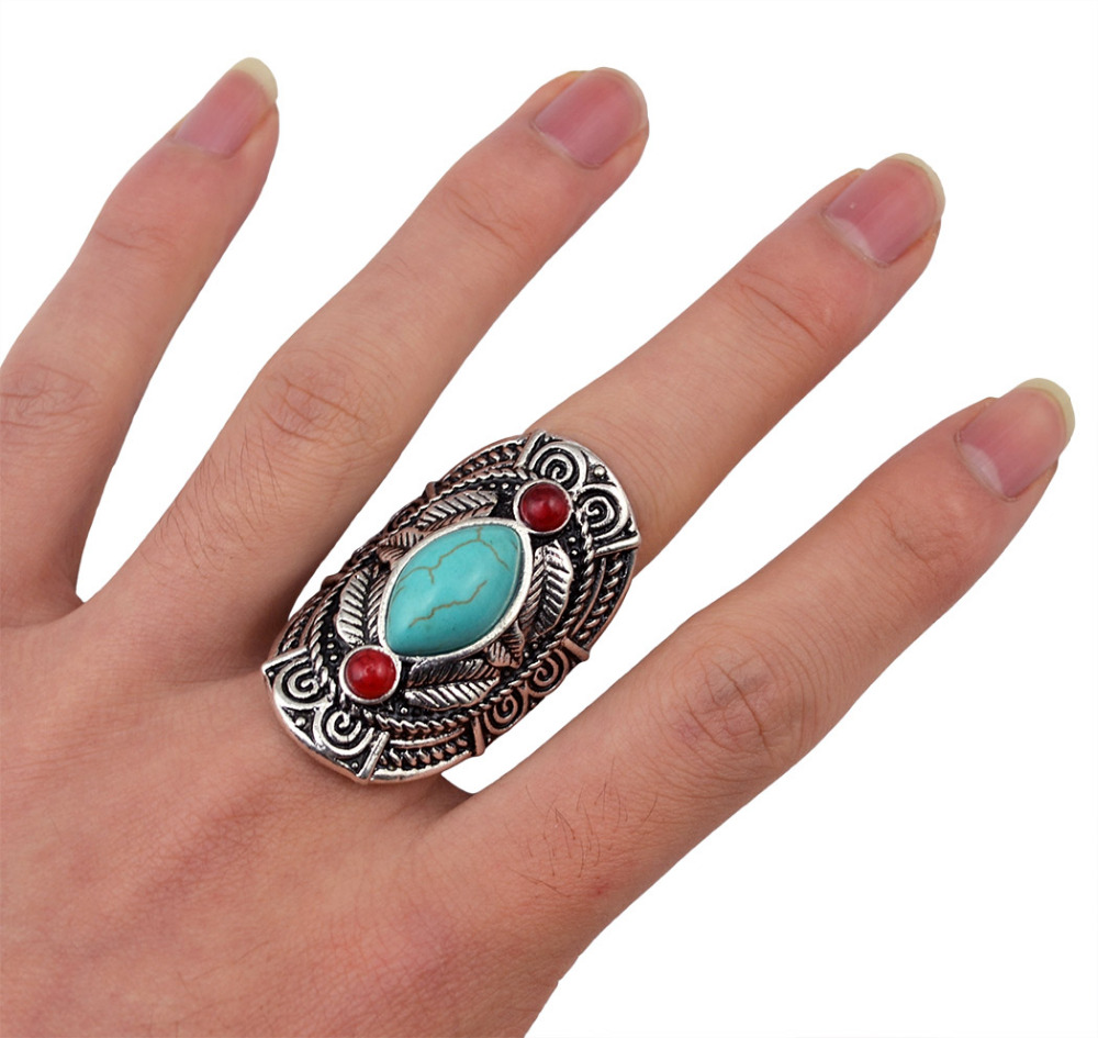 Ethnic Fashion Pakistan - Bague Bohème Ethnique Tibet Turquoise pour