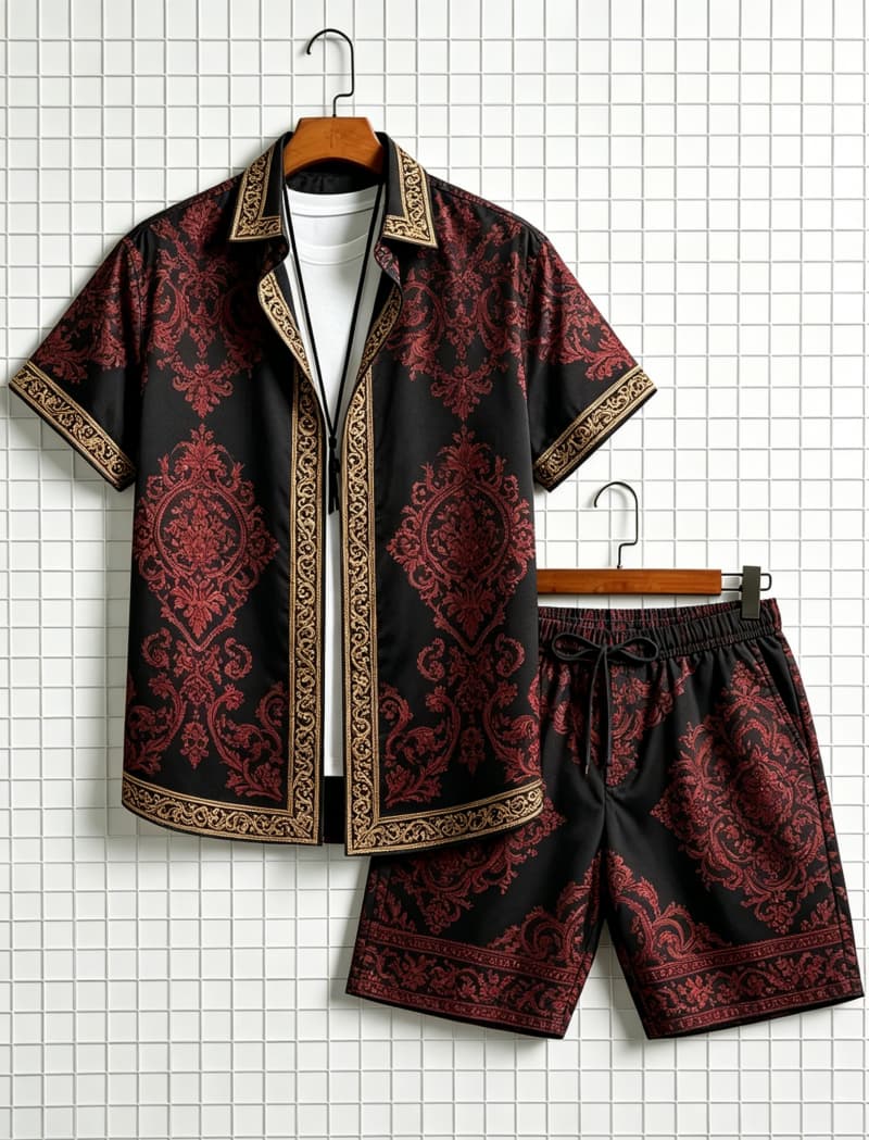 Ethnic Style - Ensemble chemise et short pour homme,