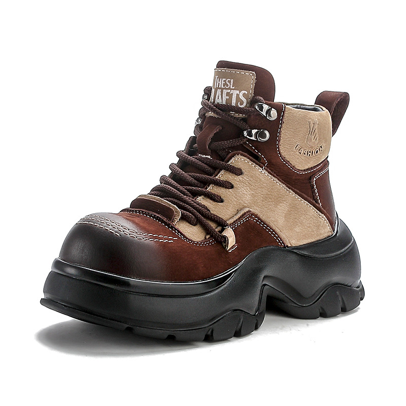 Ethnic Fashion In - Bottines compensées en cuir véritable de