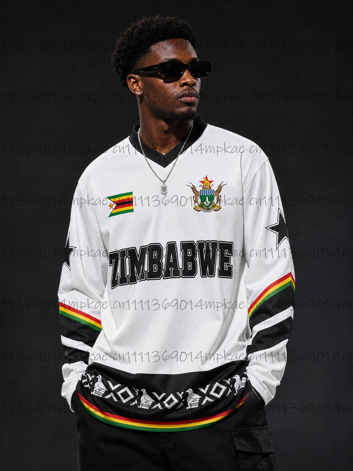 Ethnic Style - T-shirt à manches longues col en