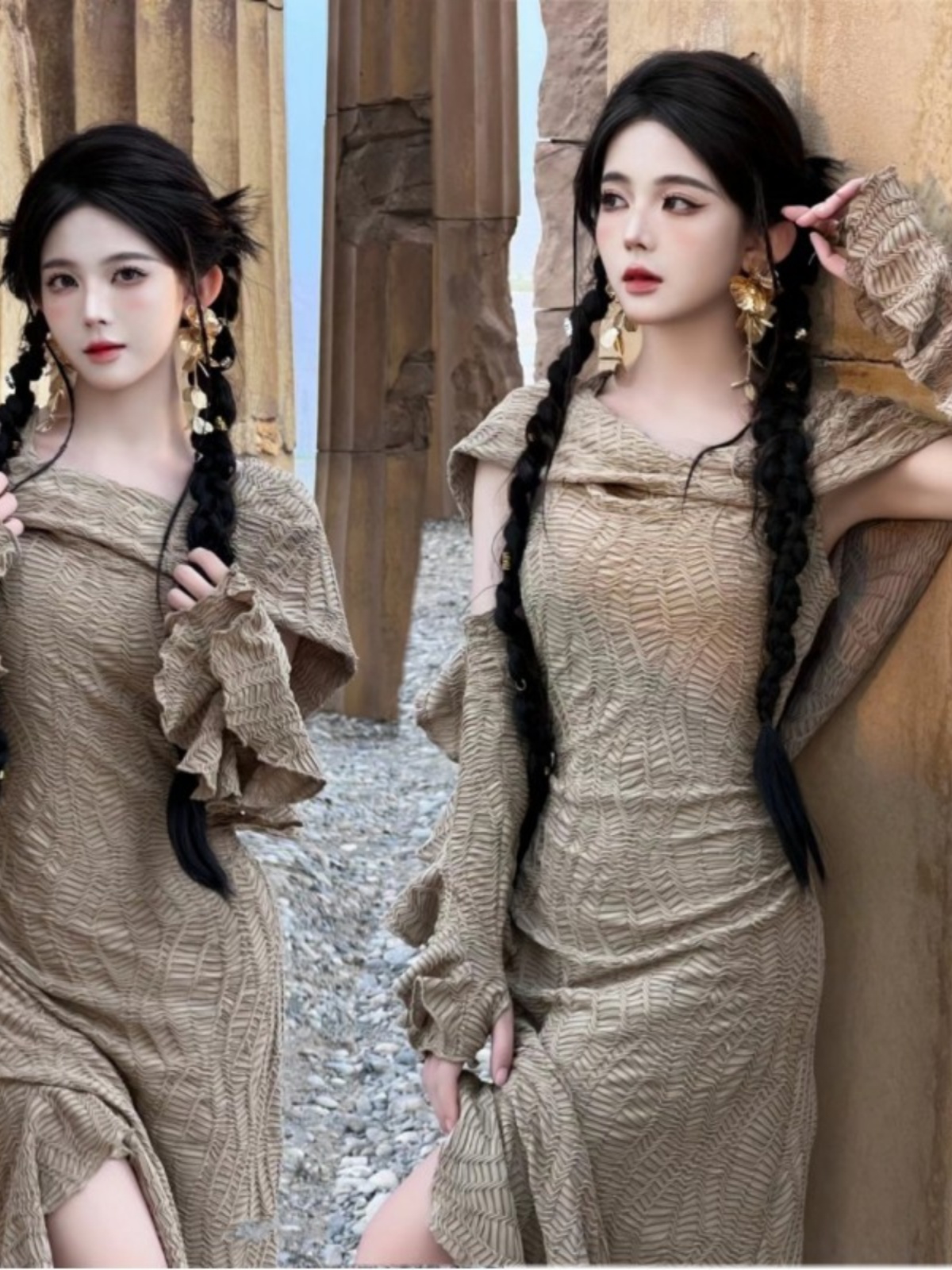 Robe longue sur le thème du dé - Ethnic Fashion Dress avis et prix