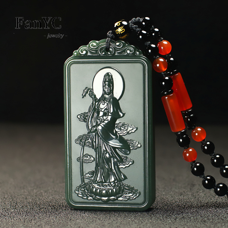 Collier Guanyin sculpté à la m - Ethnic Fashion For Men avis et prix