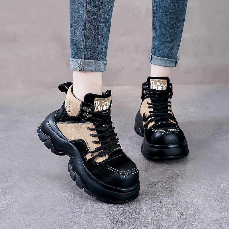 Bottines compensées en cuir vé - Ethnic Fashion In avis et prix